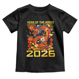 Chinese New Year 2026 Toddler T Shirt LYE Year of The Horse TS10 Black Print Your Wear