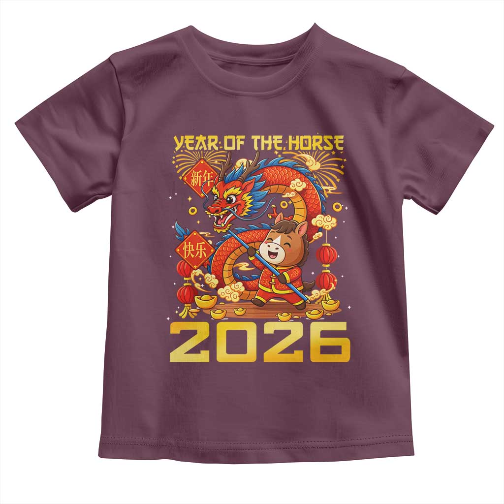 Chinese New Year 2026 Toddler T Shirt LYE Year of The Horse TS10 Maroon Print Your Wear