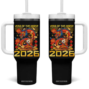 Chinese New Year 2026 Tumbler With Handle LYE Year of The Horse TS10 One Size: 40 oz Black Print Your Wear