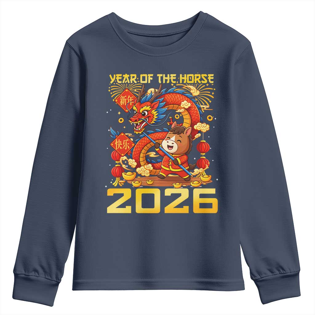 Chinese New Year 2026 Youth Sweatshirt LYE Year of The Horse TS10 Navy Print Your Wear
