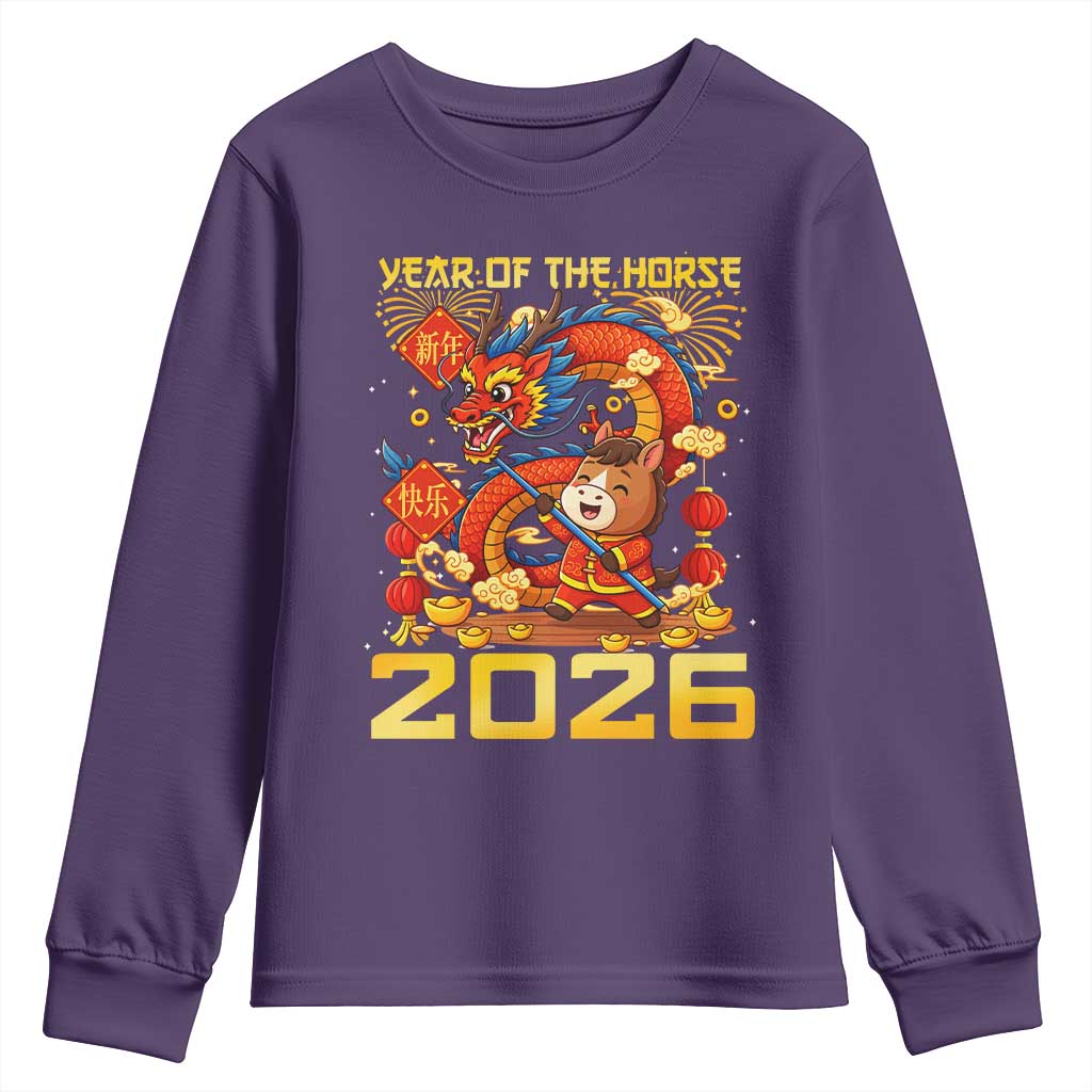 Chinese New Year 2026 Youth Sweatshirt LYE Year of The Horse TS10 Purple Print Your Wear