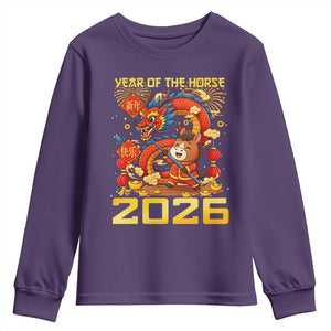 Chinese New Year 2026 Youth Sweatshirt LYE Year of The Horse TS10 Purple Print Your Wear