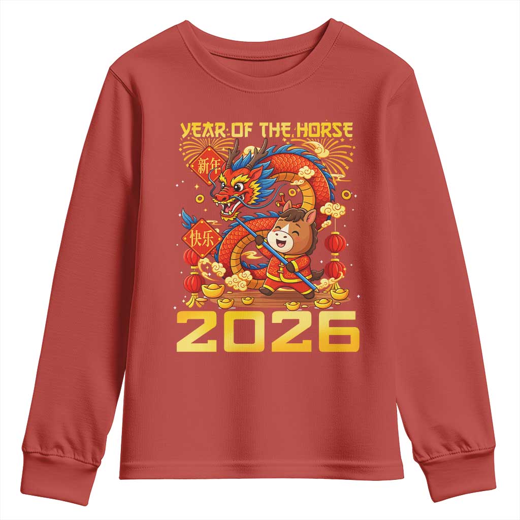 Chinese New Year 2026 Youth Sweatshirt LYE Year of The Horse TS10 Red Print Your Wear