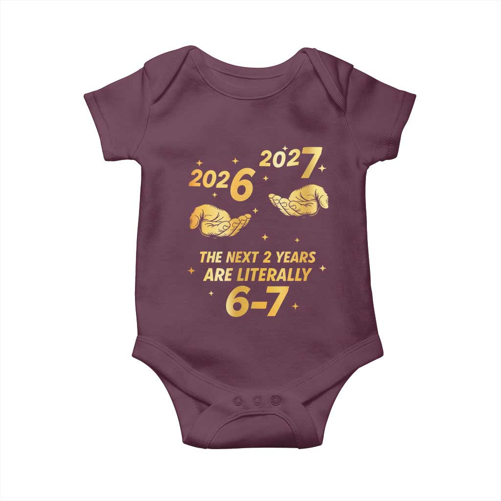 Funny 67 New Years Eve Baby Onesie Six Seven Boys Kids NYE Party 6 7 Meme TS10 Maroon Print Your Wear
