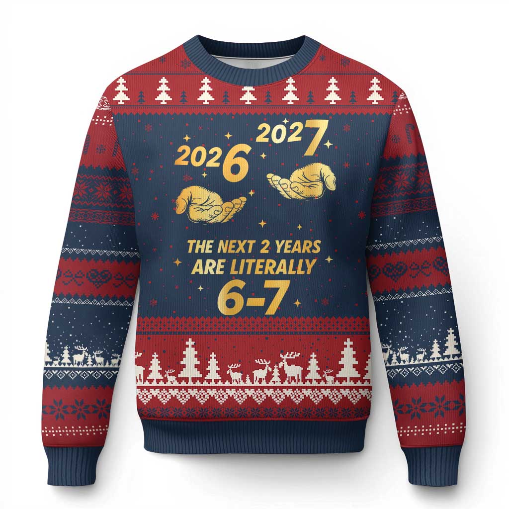 Funny 67 New Years Eve Ugly Christmas Sweater Six Seven Boys Kids NYE Party 6 7 Meme TS10 Navy Red Print Your Wear