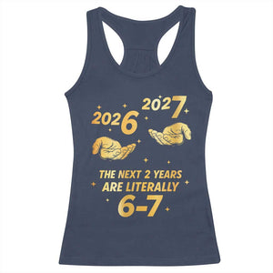 Funny 67 New Years Eve Racerback Tank Top Six Seven Boys Kids NYE Party 6 7 Meme TS10 Navy Print Your Wear