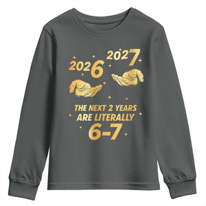 Funny 67 New Years Eve Youth Sweatshirt Six Seven Boys Kids NYE Party 6 7 Meme TS10 Dark Heather Print Your Wear