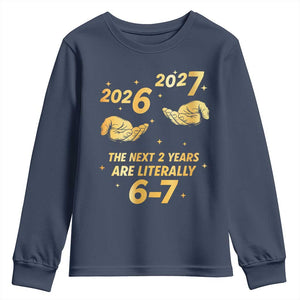 Funny 67 New Years Eve Youth Sweatshirt Six Seven Boys Kids NYE Party 6 7 Meme TS10 Navy Print Your Wear