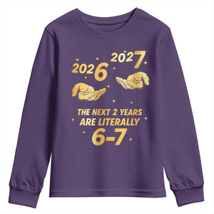 Funny 67 New Years Eve Youth Sweatshirt Six Seven Boys Kids NYE Party 6 7 Meme TS10 Purple Print Your Wear