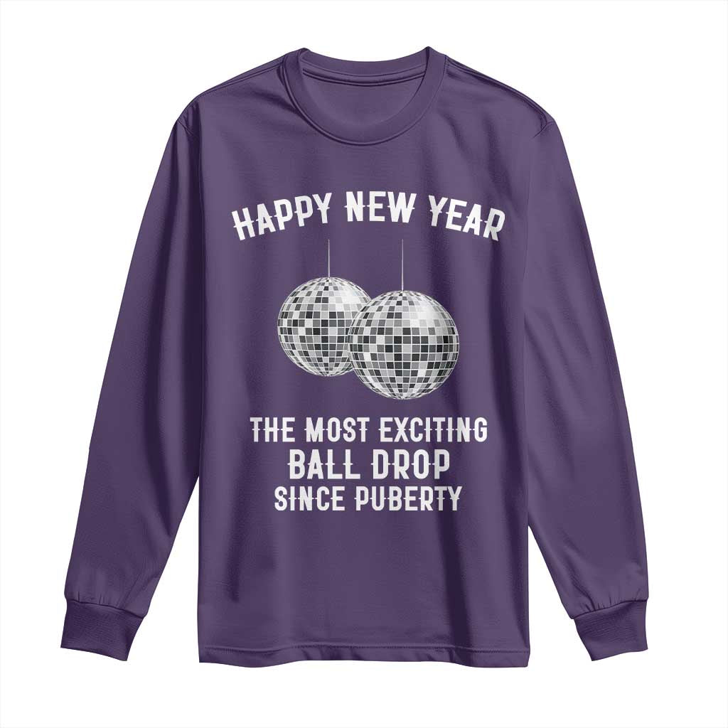 Funny New Years Eve Long Sleeve Shirt Ball Drop Rude Adult Humor TS10 Purple Print Your Wear