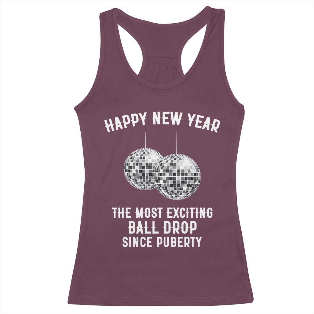 Funny New Years Eve Racerback Tank Top Ball Drop Rude Adult Humor TS10 Maroon Print Your Wear