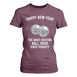 Funny New Years Eve T Shirt For Women Ball Drop Rude Adult Humor TS10 Maroon Print Your Wear