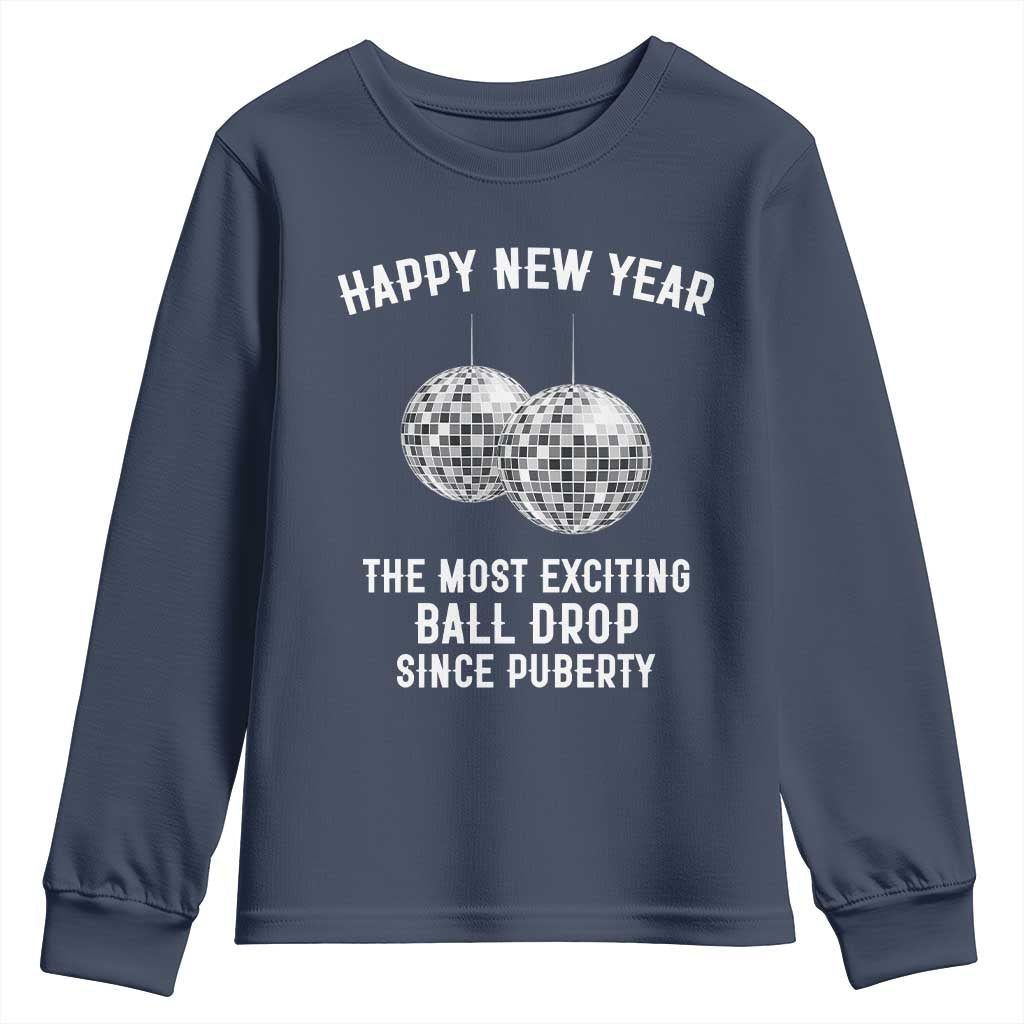 Funny New Years Eve Youth Sweatshirt Ball Drop Rude Adult Humor TS10 Navy Print Your Wear