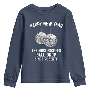 Funny New Years Eve Youth Sweatshirt Ball Drop Rude Adult Humor TS10 Navy Print Your Wear