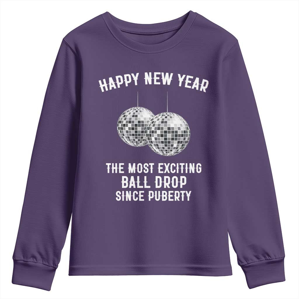 Funny New Years Eve Youth Sweatshirt Ball Drop Rude Adult Humor TS10 Purple Print Your Wear