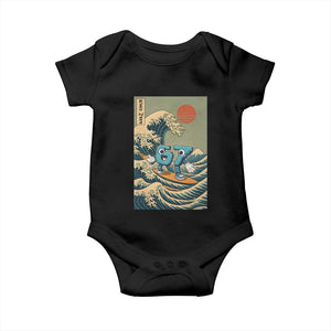 67 Surfing Japanese Baby Onesie Funny Great Wave Off Kanagawa Six Seven Brainrot Meme TS10 Black Print Your Wear
