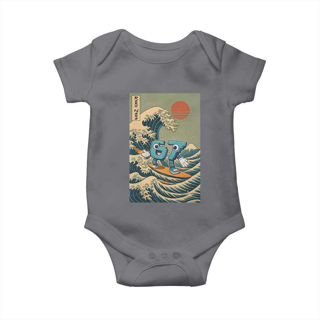 67 Surfing Japanese Baby Onesie Funny Great Wave Off Kanagawa Six Seven Brainrot Meme TS10 Charcoal Print Your Wear
