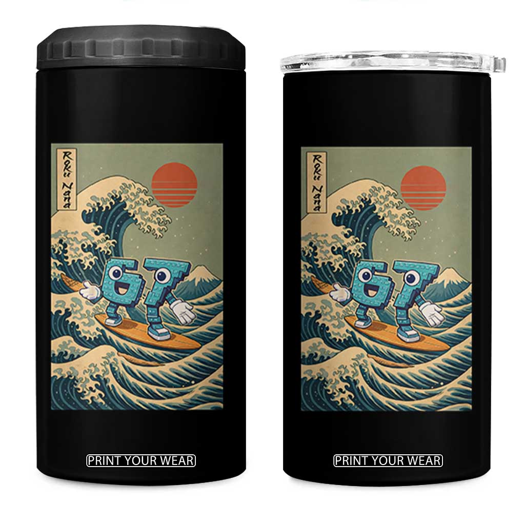 67 Surfing Japanese 4 in 1 Can Cooler Tumbler Funny Great Wave Off Kanagawa Six Seven Brainrot Meme TS10 One Size: 16 oz Black Print Your Wear