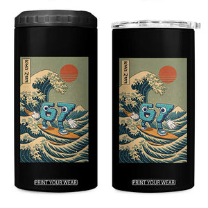 67 Surfing Japanese 4 in 1 Can Cooler Tumbler Funny Great Wave Off Kanagawa Six Seven Brainrot Meme TS10 One Size: 16 oz Black Print Your Wear