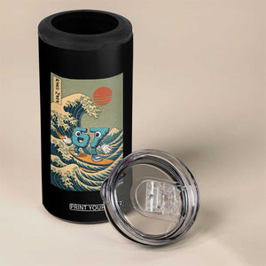 67 Surfing Japanese 4 in 1 Can Cooler Tumbler Funny Great Wave Off Kanagawa Six Seven Brainrot Meme TS10 Print Your Wear