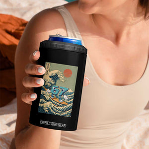 67 Surfing Japanese 4 in 1 Can Cooler Tumbler Funny Great Wave Off Kanagawa Six Seven Brainrot Meme TS10 Print Your Wear