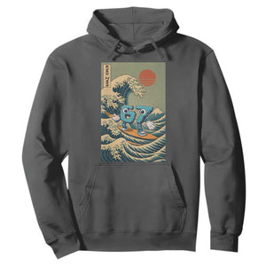 67 Surfing Japanese Hoodie Funny Great Wave Off Kanagawa Six Seven Brainrot Meme TS10 Dark Heather Print Your Wear