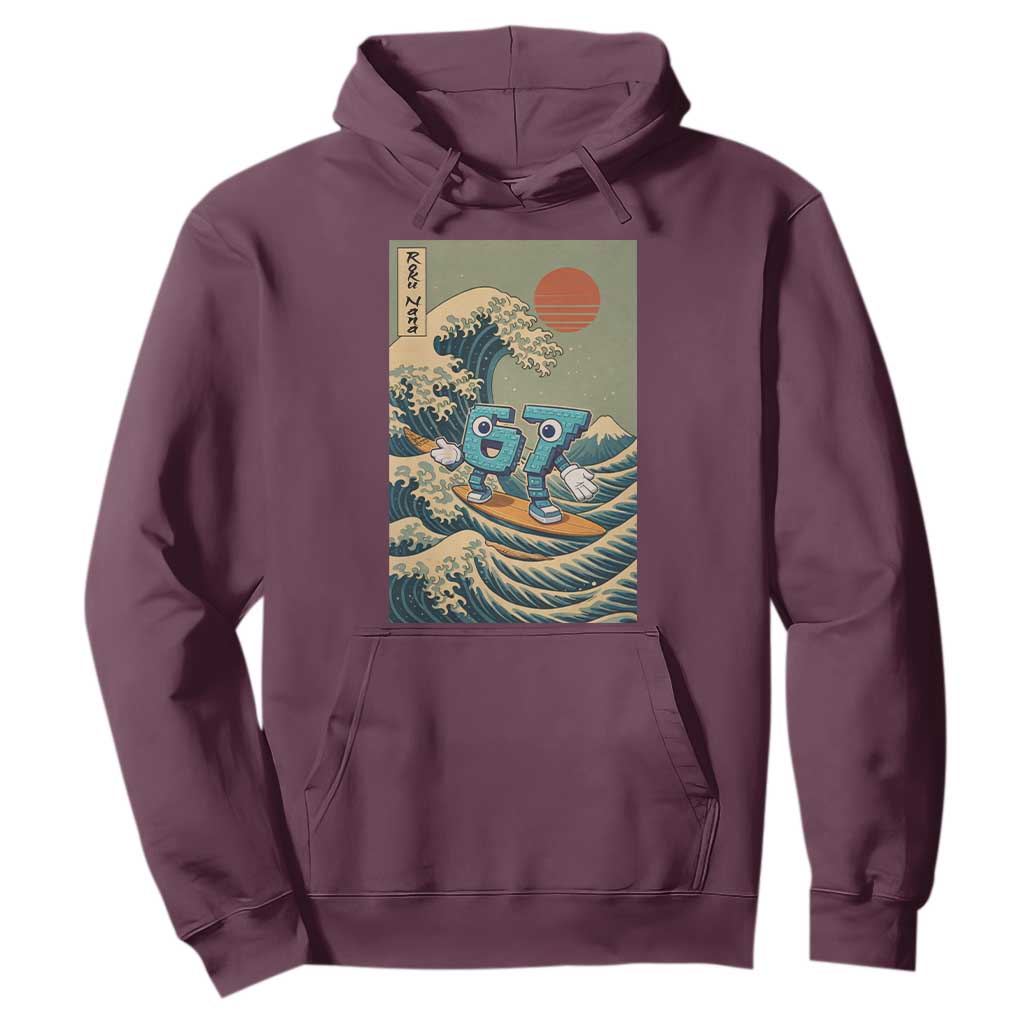 67 Surfing Japanese Hoodie Funny Great Wave Off Kanagawa Six Seven Brainrot Meme TS10 Maroon Print Your Wear