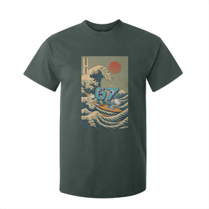 67 Surfing Japanese T Shirt For Kid Funny Great Wave Off Kanagawa Six Seven Brainrot Meme TS10 Dark Forest Green Print Your Wear