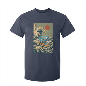 67 Surfing Japanese T Shirt For Kid Funny Great Wave Off Kanagawa Six Seven Brainrot Meme TS10 Navy Print Your Wear