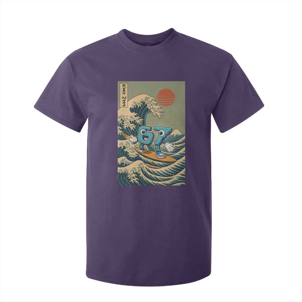 67 Surfing Japanese T Shirt For Kid Funny Great Wave Off Kanagawa Six Seven Brainrot Meme TS10 Purple Print Your Wear
