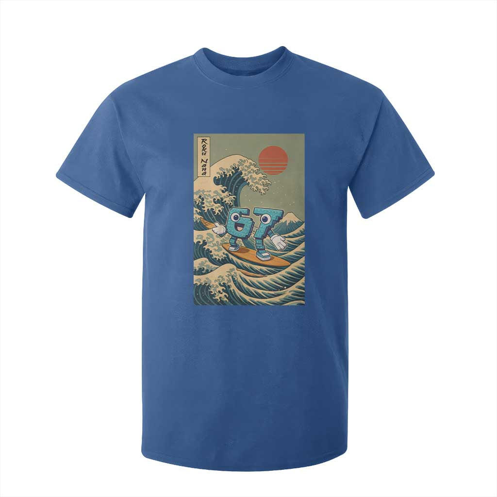 67 Surfing Japanese T Shirt For Kid Funny Great Wave Off Kanagawa Six Seven Brainrot Meme TS10 Royal Blue Print Your Wear