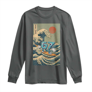 67 Surfing Japanese Long Sleeve Shirt Funny Great Wave Off Kanagawa Six Seven Brainrot Meme TS10 Dark Heather Print Your Wear