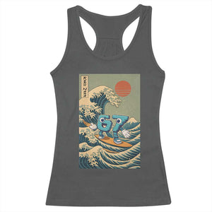 67 Surfing Japanese Racerback Tank Top Funny Great Wave Off Kanagawa Six Seven Brainrot Meme TS10 Dark Heather Print Your Wear