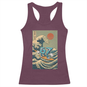 67 Surfing Japanese Racerback Tank Top Funny Great Wave Off Kanagawa Six Seven Brainrot Meme TS10 Maroon Print Your Wear