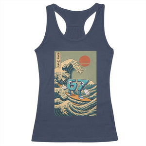 67 Surfing Japanese Racerback Tank Top Funny Great Wave Off Kanagawa Six Seven Brainrot Meme TS10 Navy Print Your Wear