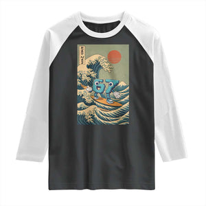 67 Surfing Japanese Raglan Shirt Funny Great Wave Off Kanagawa Six Seven Brainrot Meme TS10 Black White Print Your Wear