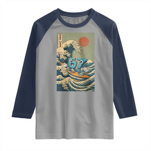 67 Surfing Japanese Raglan Shirt Funny Great Wave Off Kanagawa Six Seven Brainrot Meme TS10 Sport Gray Navy Print Your Wear