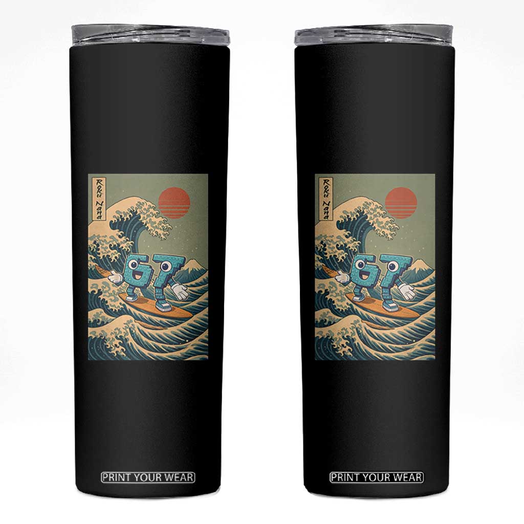 67 Surfing Japanese Skinny Tumbler Funny Great Wave Off Kanagawa Six Seven Brainrot Meme TS10 Black Print Your Wear