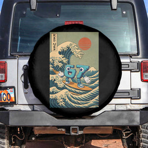 67 Surfing Japanese Spare Tire Cover Funny Great Wave Off Kanagawa Six Seven Brainrot Meme TS10 No hole Black Print Your Wear
