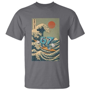 67 Surfing Japanese T Shirt Funny Great Wave Off Kanagawa Six Seven Brainrot Meme TS10 Charcoal Print Your Wear
