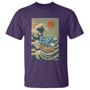 67 Surfing Japanese T Shirt Funny Great Wave Off Kanagawa Six Seven Brainrot Meme TS10 Purple Print Your Wear