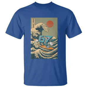 67 Surfing Japanese T Shirt Funny Great Wave Off Kanagawa Six Seven Brainrot Meme TS10 Royal Blue Print Your Wear