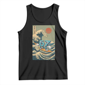 67 Surfing Japanese Tank Top Funny Great Wave Off Kanagawa Six Seven Brainrot Meme TS10 Black Print Your Wear