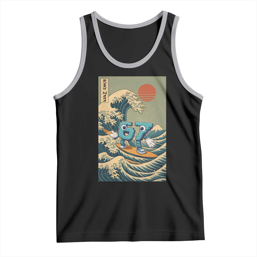 67 Surfing Japanese Tank Top Funny Great Wave Off Kanagawa Six Seven Brainrot Meme TS10 Black Athletic Heather Print Your Wear