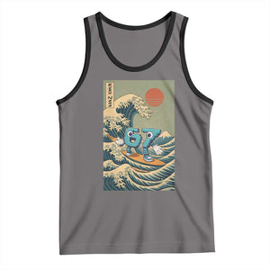 67 Surfing Japanese Tank Top Funny Great Wave Off Kanagawa Six Seven Brainrot Meme TS10 Deep Heather Black Print Your Wear