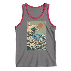 67 Surfing Japanese Tank Top Funny Great Wave Off Kanagawa Six Seven Brainrot Meme TS10 Deep Heather Red Print Your Wear