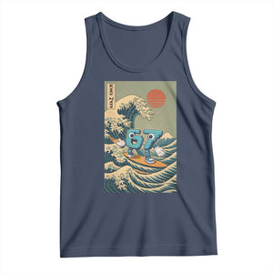 67 Surfing Japanese Tank Top Funny Great Wave Off Kanagawa Six Seven Brainrot Meme TS10 Navy Print Your Wear