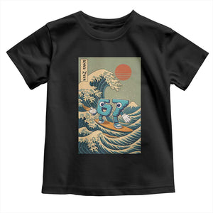 67 Surfing Japanese Toddler T Shirt Funny Great Wave Off Kanagawa Six Seven Brainrot Meme TS10 Black Print Your Wear