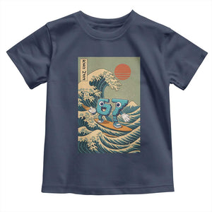 67 Surfing Japanese Toddler T Shirt Funny Great Wave Off Kanagawa Six Seven Brainrot Meme TS10 Navy Print Your Wear