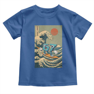 67 Surfing Japanese Toddler T Shirt Funny Great Wave Off Kanagawa Six Seven Brainrot Meme TS10 Royal Blue Print Your Wear